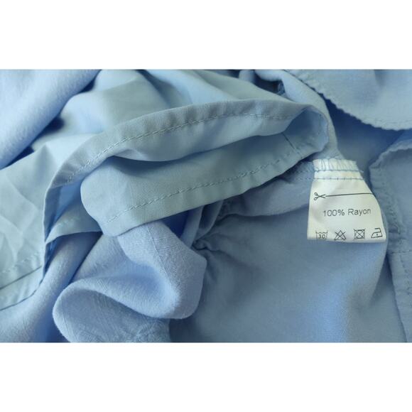 Tobrief Chambray Blue Smocked Midi Dress LARGE Tiered Cottagecore Country - Picture 5 of 7